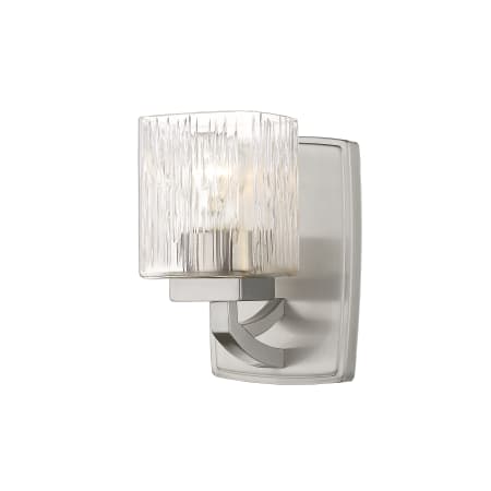 Z-Lite Zaid Single Light 8" Tall Bathroom Sconce with a Clear Chisel Glass Shade Brushed Nickel