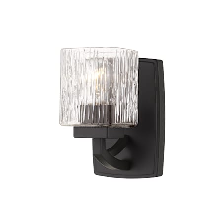 Z-Lite Zaid Single Light 8" Tall Bathroom Sconce with a Clear Chisel Glass Shade Bronze