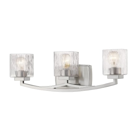 Z-Lite Zaid 3 Light 24" Wide Vanity Light with Clear Chisel Glass Shades Brushed Nickel