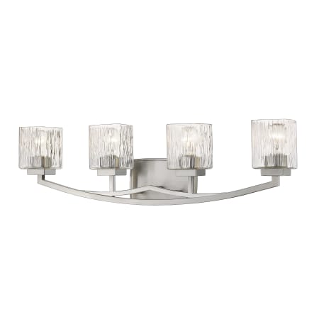 Z-Lite Zaid 4 Light 32" Wide Vanity Light with Clear Chisel Glass Shades Brushed Nickel