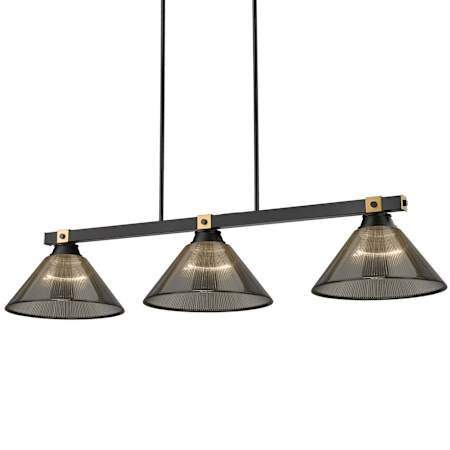Z-Lite Bronte 3 Light 53" Wide Billiard Chandelier Matte Black / Rubbed Brass