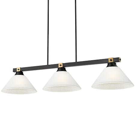 Z-Lite Bronte 3 Light 53" Wide Billiard Chandelier Matte Black / Rubbed Brass