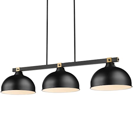 Z-Lite Bronte 3 Light 52" Wide Billiard Chandelier Matte Black / Rubbed Brass