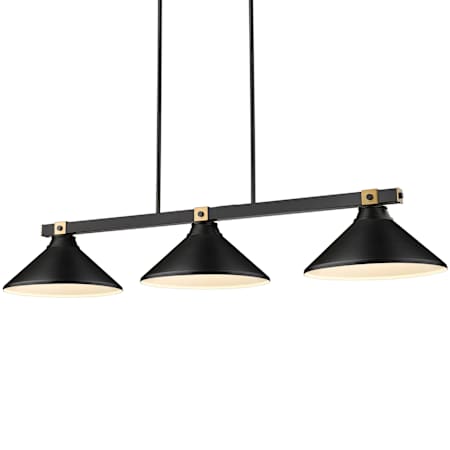 Z-Lite Bronte 3 Light 53" Wide Billiard Chandelier Matte Black / Rubbed Brass