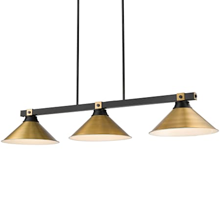 Z-Lite Bronte 3 Light 54" Wide Billiard Chandelier Matte Black / Rubbed Brass