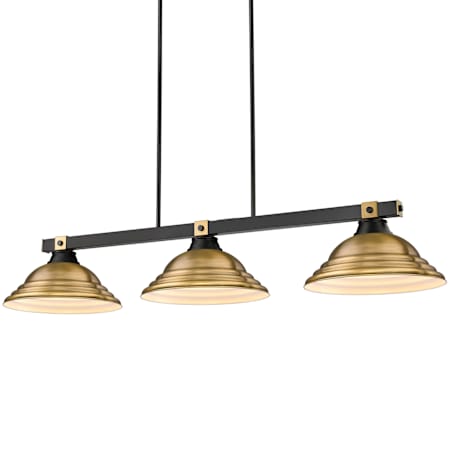 Z-Lite Bronte 3 Light 55" Wide Billiard Chandelier Matte Black / Rubbed Brass