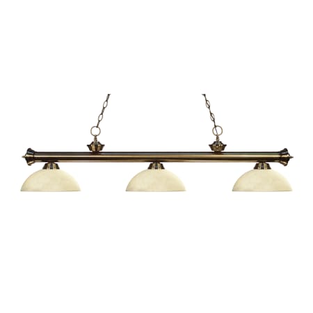 Z-Lite Riviera 3 Light 57" Wide Billiard Multi Light Pendant with Golden Mottle Glass Shade Antique Brass