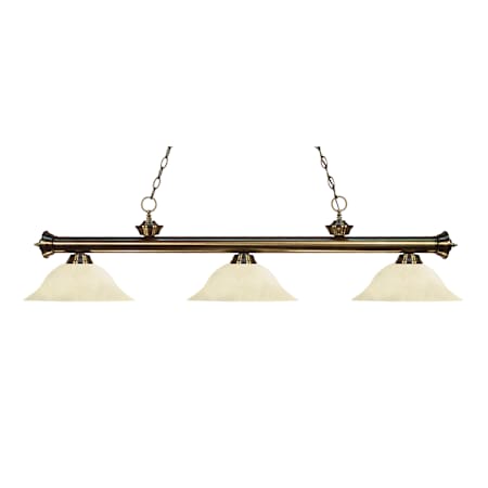 Z-Lite Riviera 3 Light 59" Wide Billiard Multi Light Pendant with Golden Mottle Glass Shade Antique Brass