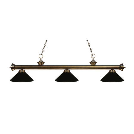 Z-Lite Riviera 3 Light Island/Billiard Chandelier with Matte Black Metal Shade Antique Brass