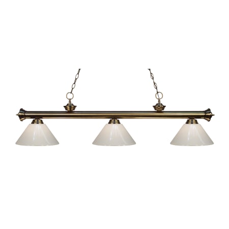 Z-Lite Riviera 3 Light 57" Wide Billiard Multi Light Pendant with White Plastic Shade Antique Brass