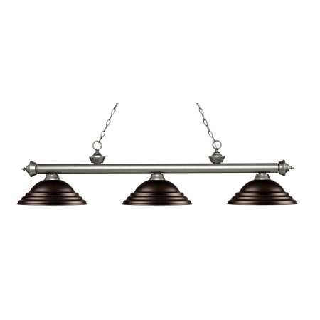 Z-Lite Riviera 3 Light 59" Wide Billiard Multi Light Pendant with Bronze Metal Shade Antique Silver