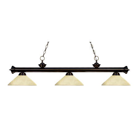 Z-Lite Riviera 3 Light 57" Wide Billiard Multi Light Pendant with Golden Mottle Glass Shade Bronze
