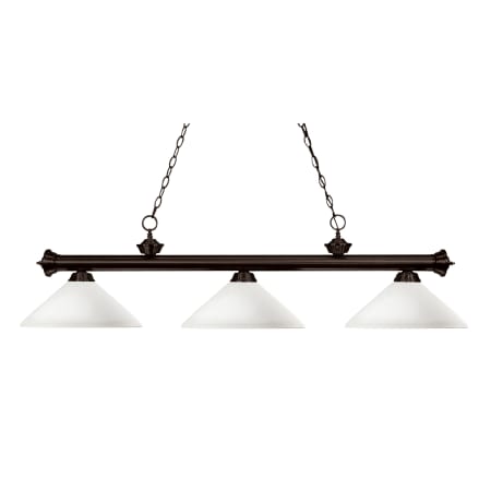 Z-Lite Riviera 3 Light 59" Wide Billiard Multi Light Pendant with Matte Opal Glass Shade Bronze