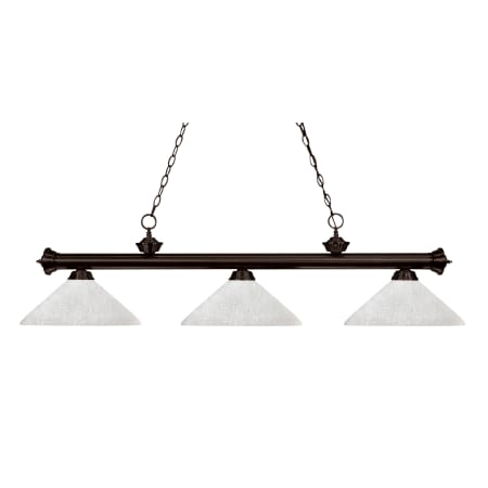 Z-Lite Riviera 3 Light Chandelier with White Linen Glass Shade Bronze