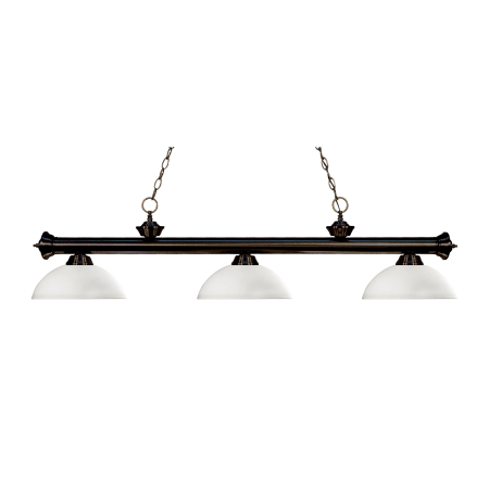 Z-Lite Riviera 3 Light 57" Wide Billiard Multi Light Pendant with Matte Opal Glass Shade Bronze