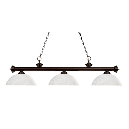 Z-Lite Riviera 3 Light 57" Wide Billiard Multi Light Pendant with White Linen Patterned/Etched Glass Shade Bronze