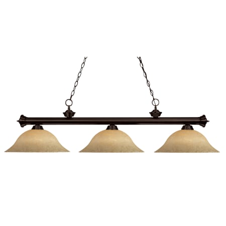 Z-Lite Riviera 3 Light 59" Wide Billiard Multi Light Pendant with Golden Mottle Glass Shade Bronze