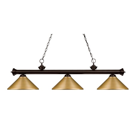 Z-Lite Riviera 3 Light 57" Wide Billiard Multi Light Pendant with Satin Gold Metal Shade Bronze
