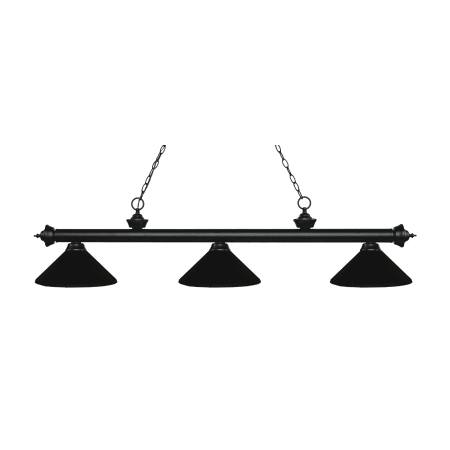 Z-Lite Riviera 3 Light Island/Billiard Chandelier with Matte Black Metal Shade Matte Black