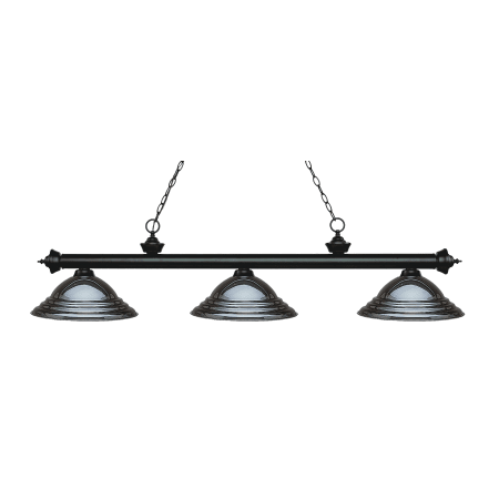 Z-Lite Riviera 3 Light Island/Billiard Chandelier with Stepped Gun Metal Metal Shade Matte Black