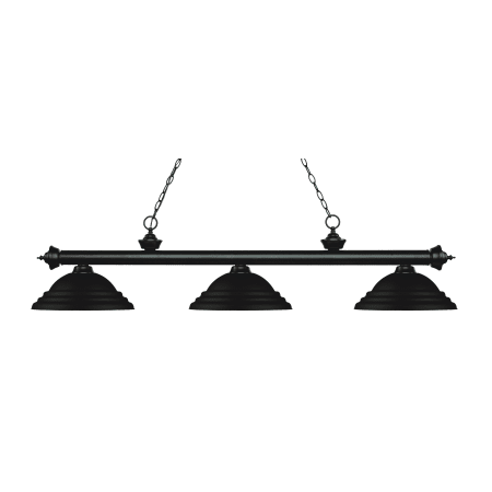 Z-Lite Riviera 3 Light Island/Billiard Chandelier with Stepped Matte Black Metal Shade Matte Black