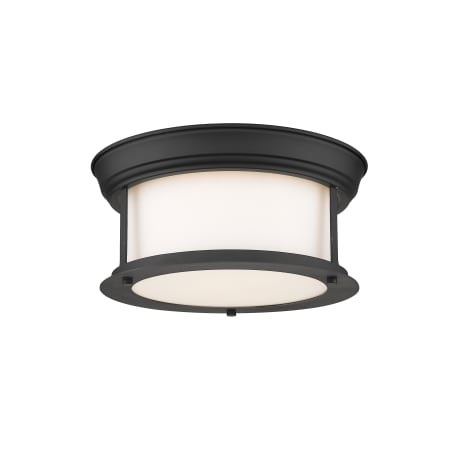 Z-Lite Sonna 2 Light 11" Wide Flush Mount Drum Ceiling Fixture with Frosted Glass Shade Matte Black