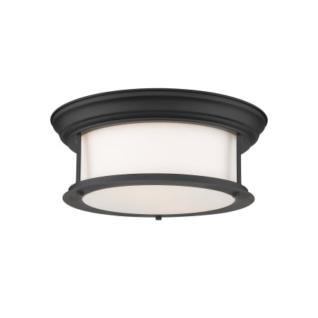 Z-Lite Sonna 2 Light 13-1/2" Wide Flush Mount Drum Ceiling Fixture with Frosted Glass Shade Matte Black