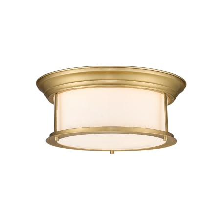 Z-Lite Sonna 3 Light 15-1/2" Wide Flush Mount Drum Ceiling Fixture with Frosted Glass Shade Heritage Brass