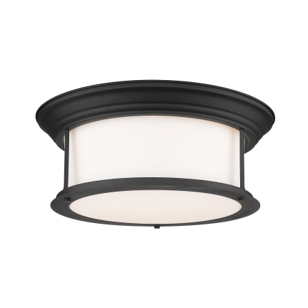 Z-Lite Sonna 3 Light 15-1/2" Wide Flush Mount Drum Ceiling Fixture with Frosted Glass Shade Matte Black