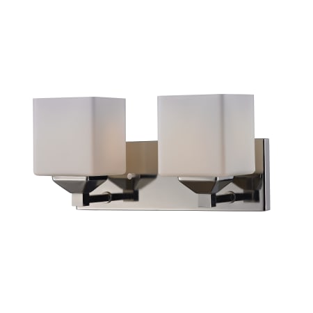 Z-Lite Quube 2 Light Bathroom Vanity Light with Matte Opal Glass Shade Chrome
