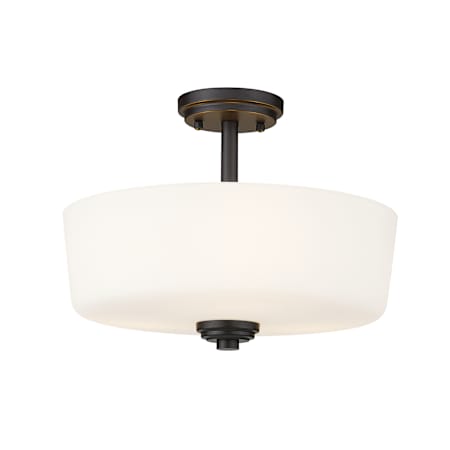 Z-Lite Arlington 3 Light 15" Wide Semi-Flush Drum Ceiling Fixture Bronze