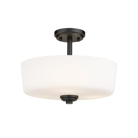 Z-Lite Arlington 3 Light 15" Wide Semi-Flush Drum Ceiling Fixture Matte Black