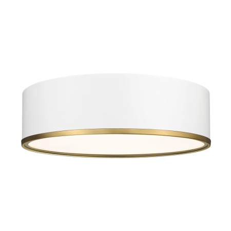 Z-Lite Arlo 4 Light 20" Wide Flush Mount Drum Ceiling Fixture Matte White / Rubbed Brass