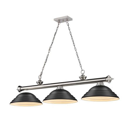 Z-Lite Cordon 3 Light 16" Wide Billiard Chandelier with Matte Black Shades Brushed Nickel / Matte Black