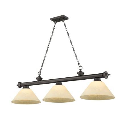 Z-Lite Cordon 3 Light 14" Wide Billiard Chandelier with Golden Mottle Shades Bronze / Golden Mottle