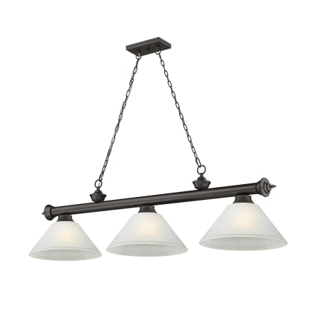 Z-Lite Cordon 3 Light 14" Wide Billiard Chandelier with White Linen Shades Bronze / White Linen