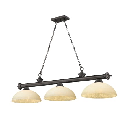 Z-Lite Cordon 3 Light 14" Wide Billiard Chandelier with Golden Mottle Shades Bronze / Golden Mottle