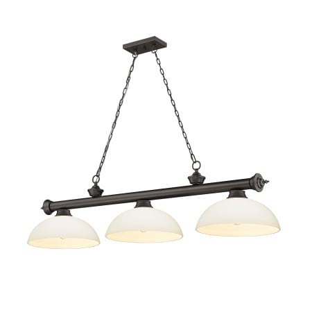 Z-Lite Cordon 3 Light 14" Wide Billiard Chandelier with Matte Opal Shades Bronze / Matte Opal