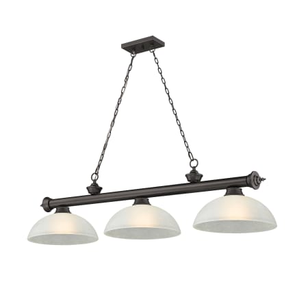 Z-Lite Cordon 3 Light 14" Wide Billiard Chandelier with White Linen Shades Bronze / White Linen