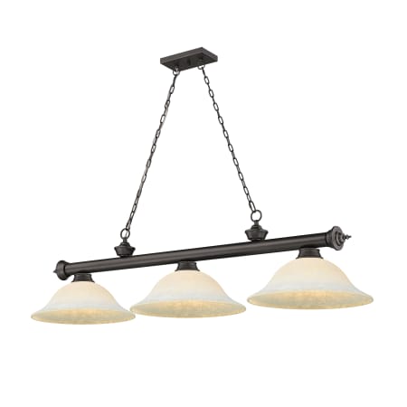 Z-Lite Cordon 3 Light 16" Wide Billiard Chandelier with White Mottle Shades Bronze / White Mottle