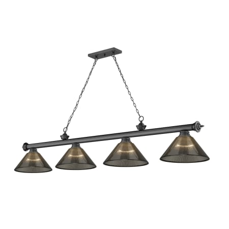 Z-Lite Cordon 4 Light 14" Wide Billiard Chandelier with Smoke Shades Bronze Plated / Smoke