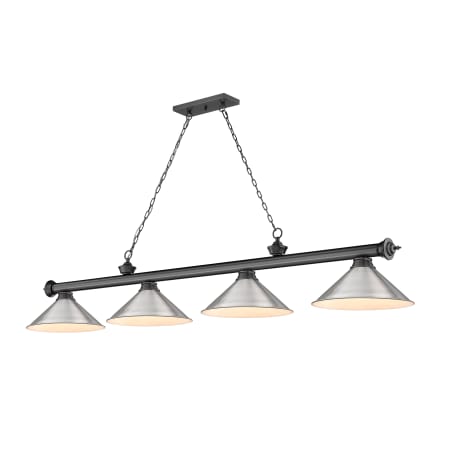 Z-Lite Cordon 4 Light 14" Wide Billiard Chandelier with Brushed Nickel Shades Bronze Plated / Brushed Nickel