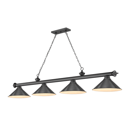 Z-Lite Cordon 4 Light 14" Wide Billiard Chandelier with Bronze Plated Shades Bronze Plated / Bronze Plated