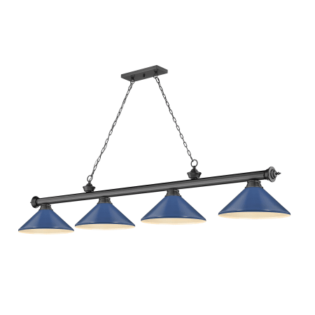 Z-Lite Cordon 4 Light 16" Wide Billiard Chandelier with Navy Blue Shades Bronze Plated / Navy Blue