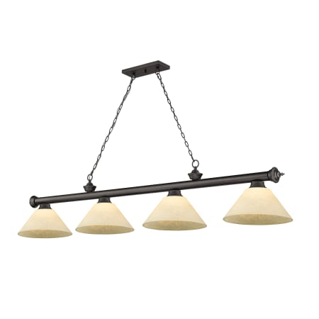 Z-Lite Cordon 4 Light 14" Wide Billiard Chandelier with Golden Mottle Shades Bronze / Golden Mottle