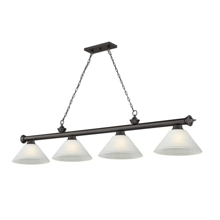 Z-Lite Cordon 4 Light 14" Wide Billiard Chandelier with White Linen Shades Bronze / White Linen