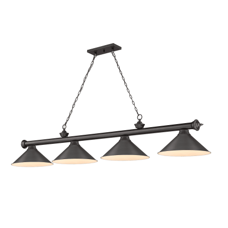 Z-Lite Cordon 4 Light 14" Wide Billiard Chandelier with Bronze Shades Bronze / Bronze