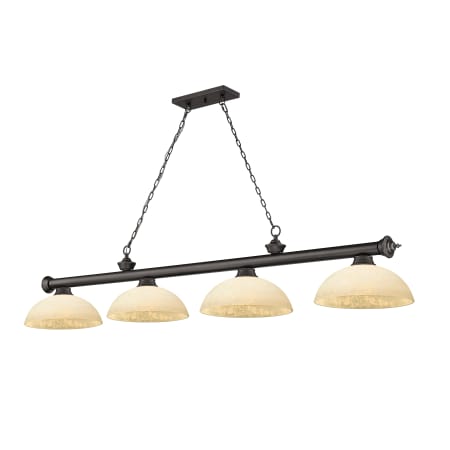 Z-Lite Cordon 4 Light 14" Wide Billiard Chandelier with Golden Mottle Shades Bronze / Golden Mottle