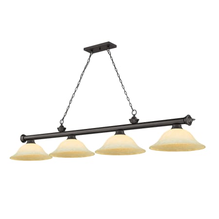 Z-Lite Cordon 4 Light 16" Wide Billiard Chandelier with Golden Mottle Shades Bronze / Golden Mottle