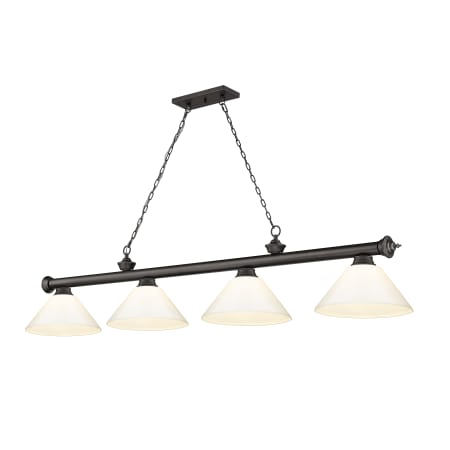 Z-Lite Cordon 4 Light 14" Wide Billiard Chandelier with White Shades Bronze / White